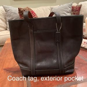 Coach black shoulder bag with brown stitch